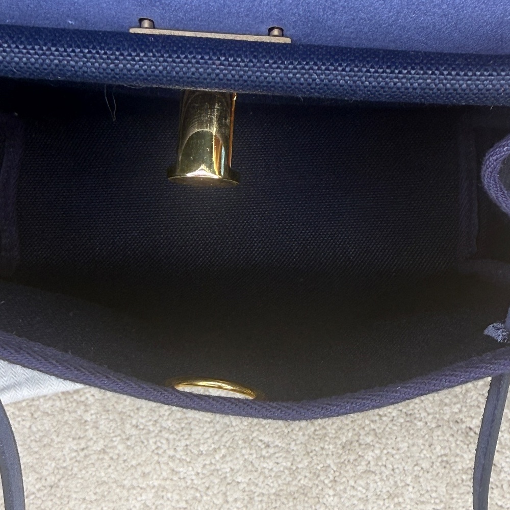 New 2025 Hermes Herbag Mini Dark Blue / Navy Blue GHW - Picture 10 of 11